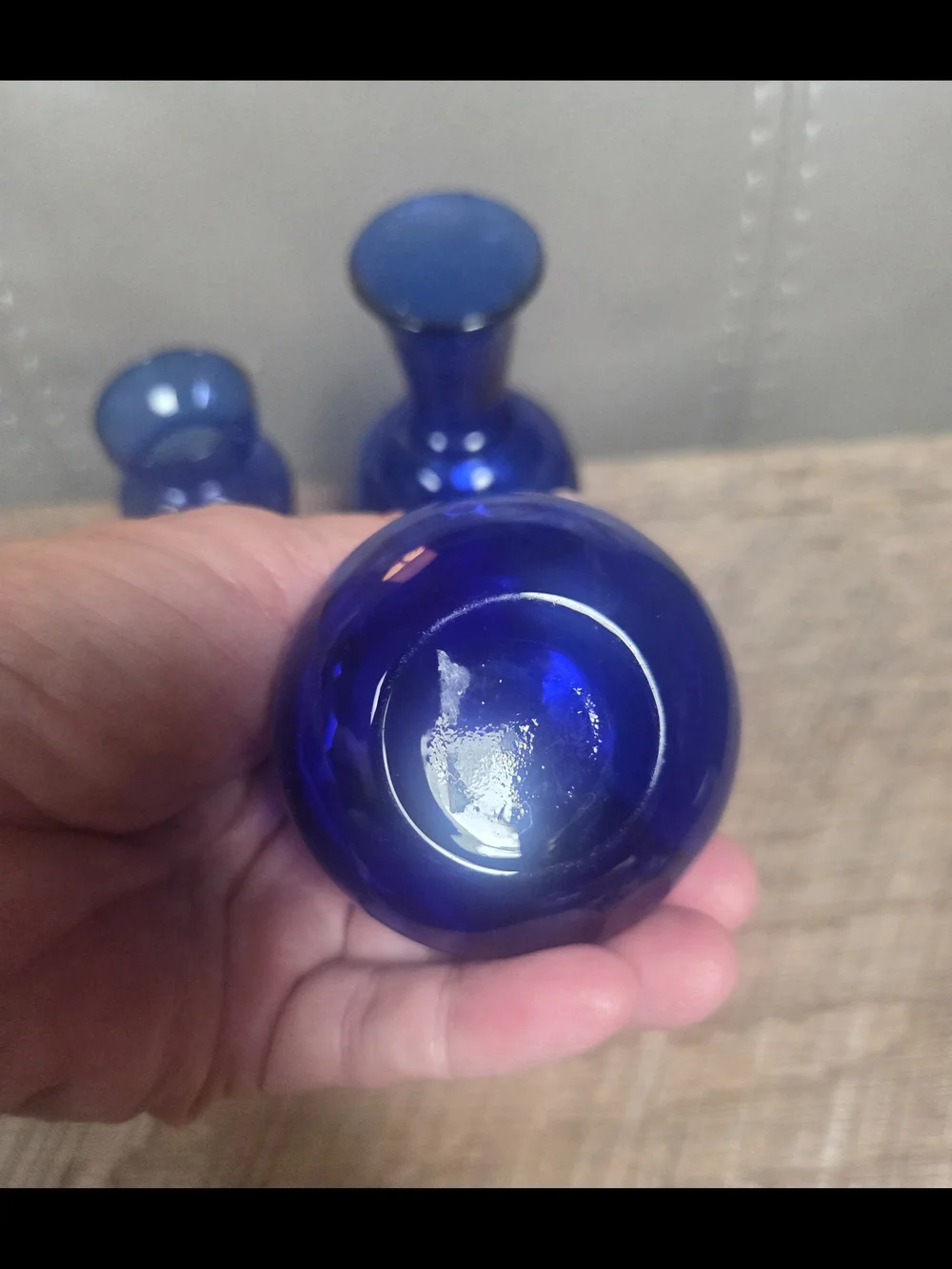 Vintage Cobalt Blue Glass Bud Vase Lot of 3 ~ Bin 1B